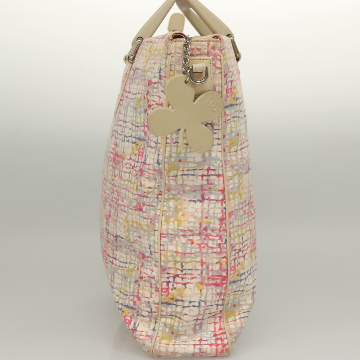 CHANEL Hand Bag Canvas 2way Pink Silver CC Auth 133090