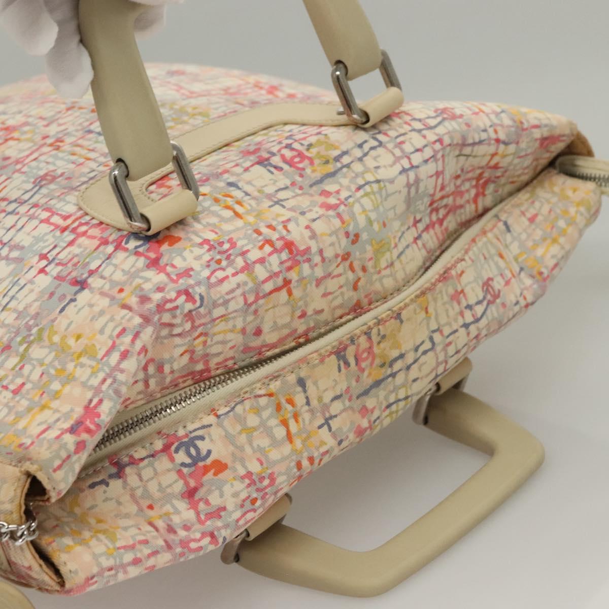 CHANEL Hand Bag Canvas 2way Pink Silver CC Auth 133090