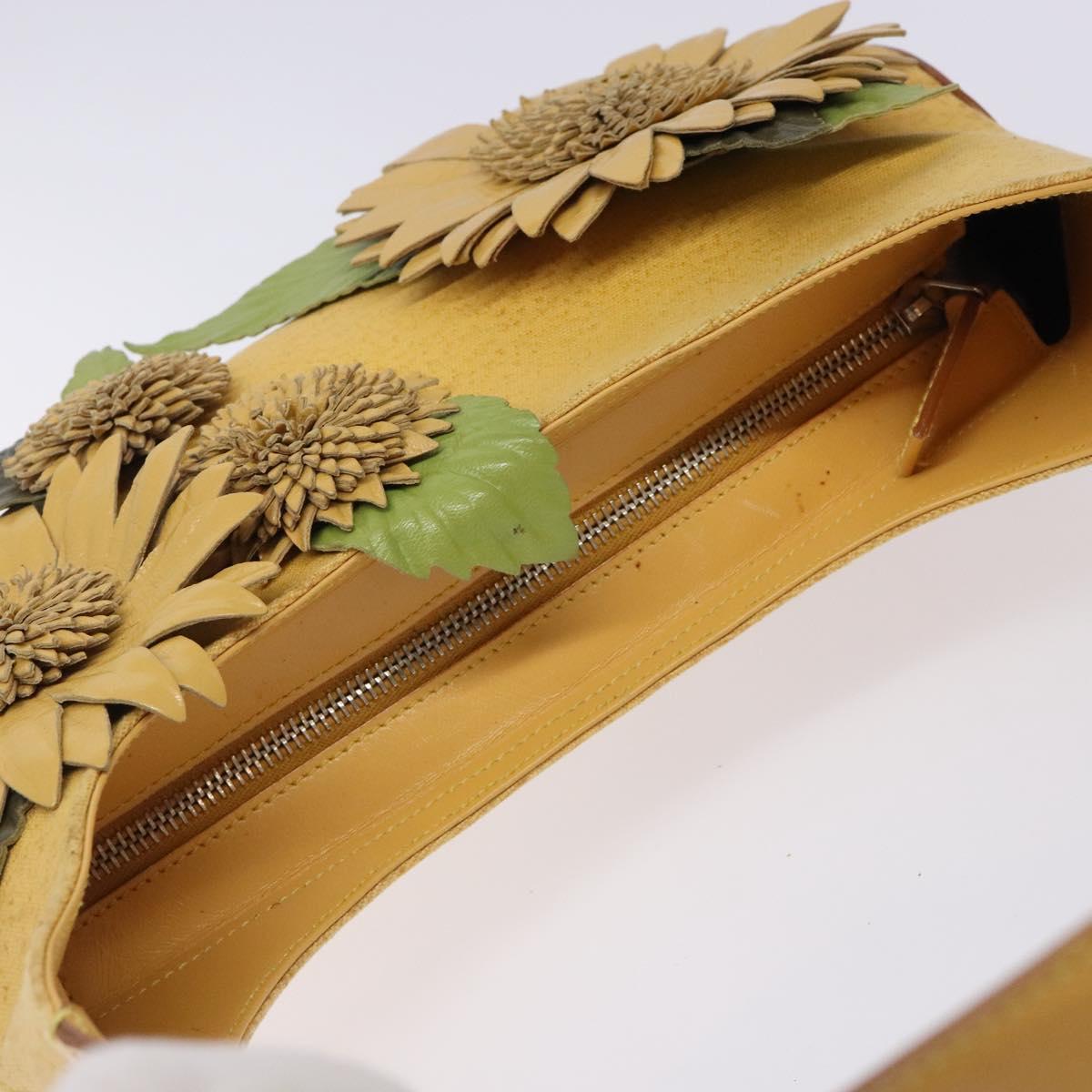 Salvatore Ferragamo Sunflower Shoulder Bag Canvas Yellow Auth 133137