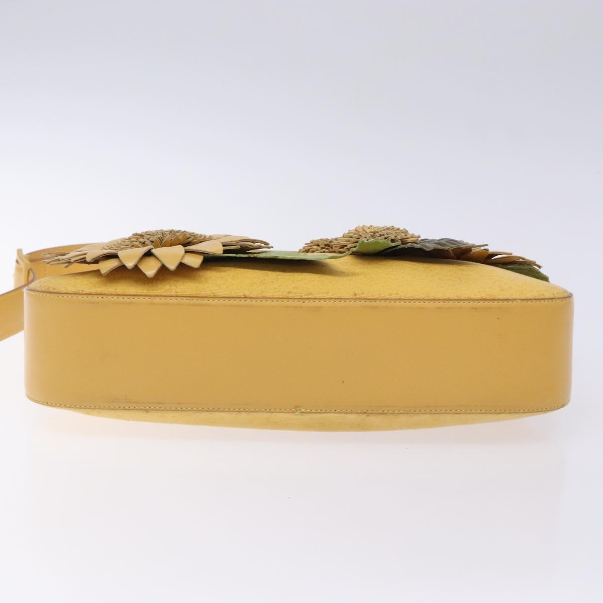 Salvatore Ferragamo Sunflower Shoulder Bag Canvas Yellow Auth 133137