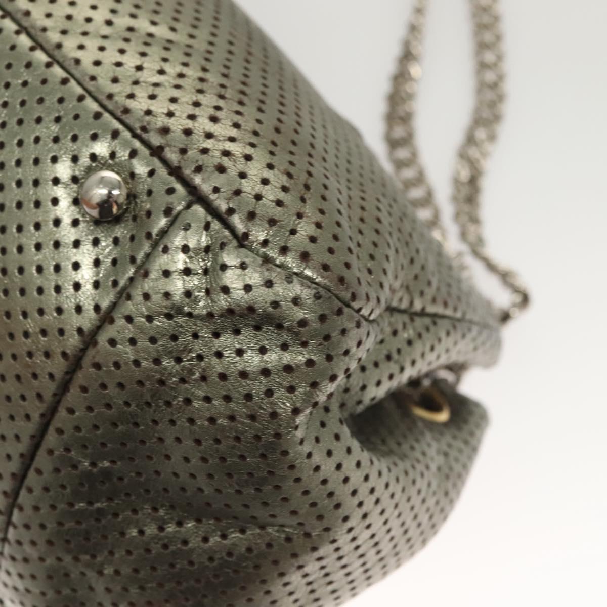 CHANEL 2.55 Chain Shoulder Bag Leather Silver CC Auth 133142