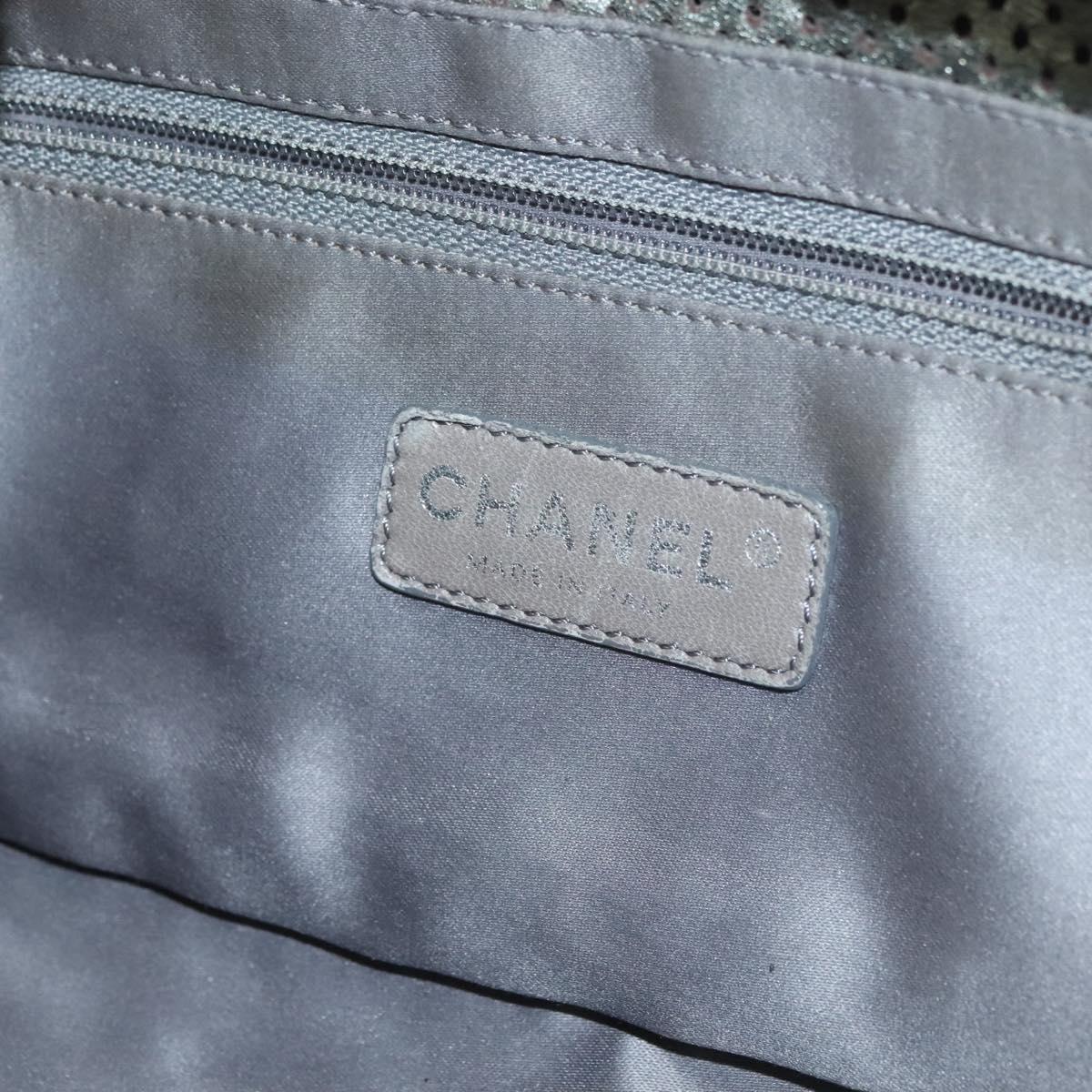 CHANEL 2.55 Chain Shoulder Bag Leather Silver CC Auth 133142