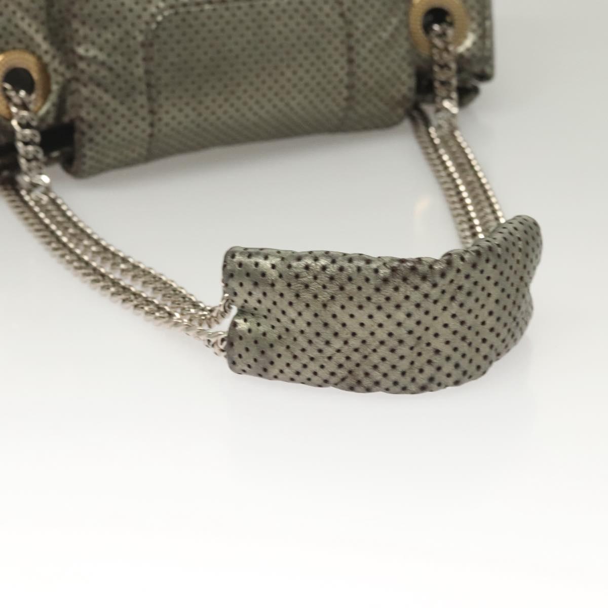 CHANEL 2.55 Chain Shoulder Bag Leather Silver CC Auth 133142
