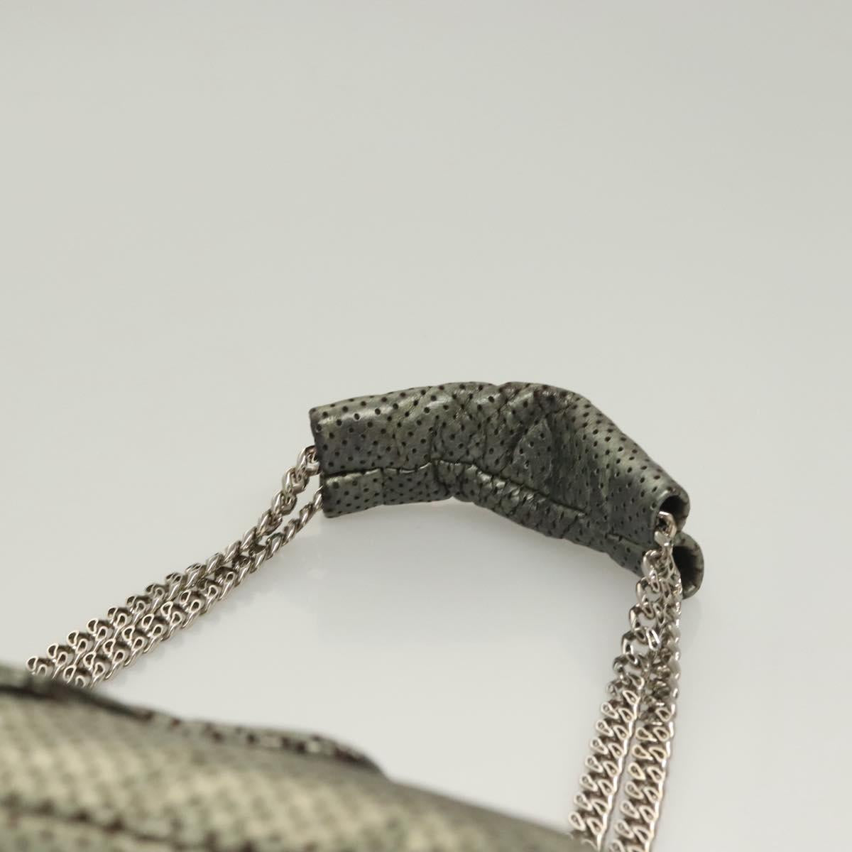 CHANEL 2.55 Chain Shoulder Bag Leather Silver CC Auth 133142