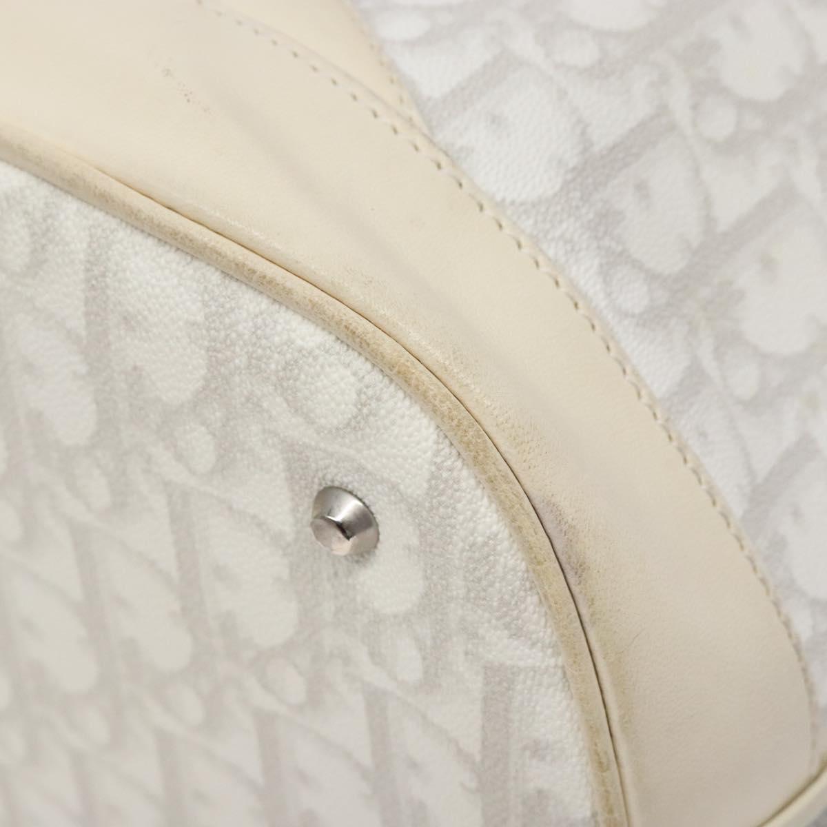 Christian Dior Trotter Canvas Romantic Shoulder Bag PVC White Silver Auth 133156V