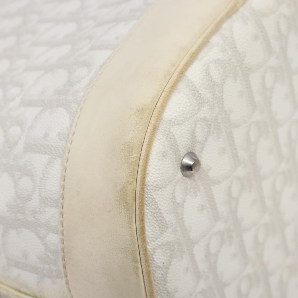 Christian Dior Trotter Canvas Romantic Shoulder Bag PVC White Silver Auth 133156V
