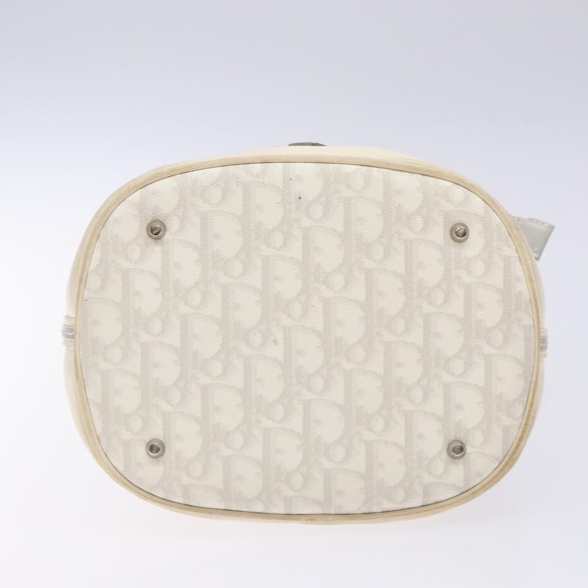Christian Dior Trotter Canvas Romantic Shoulder Bag PVC White Silver Auth 133156V