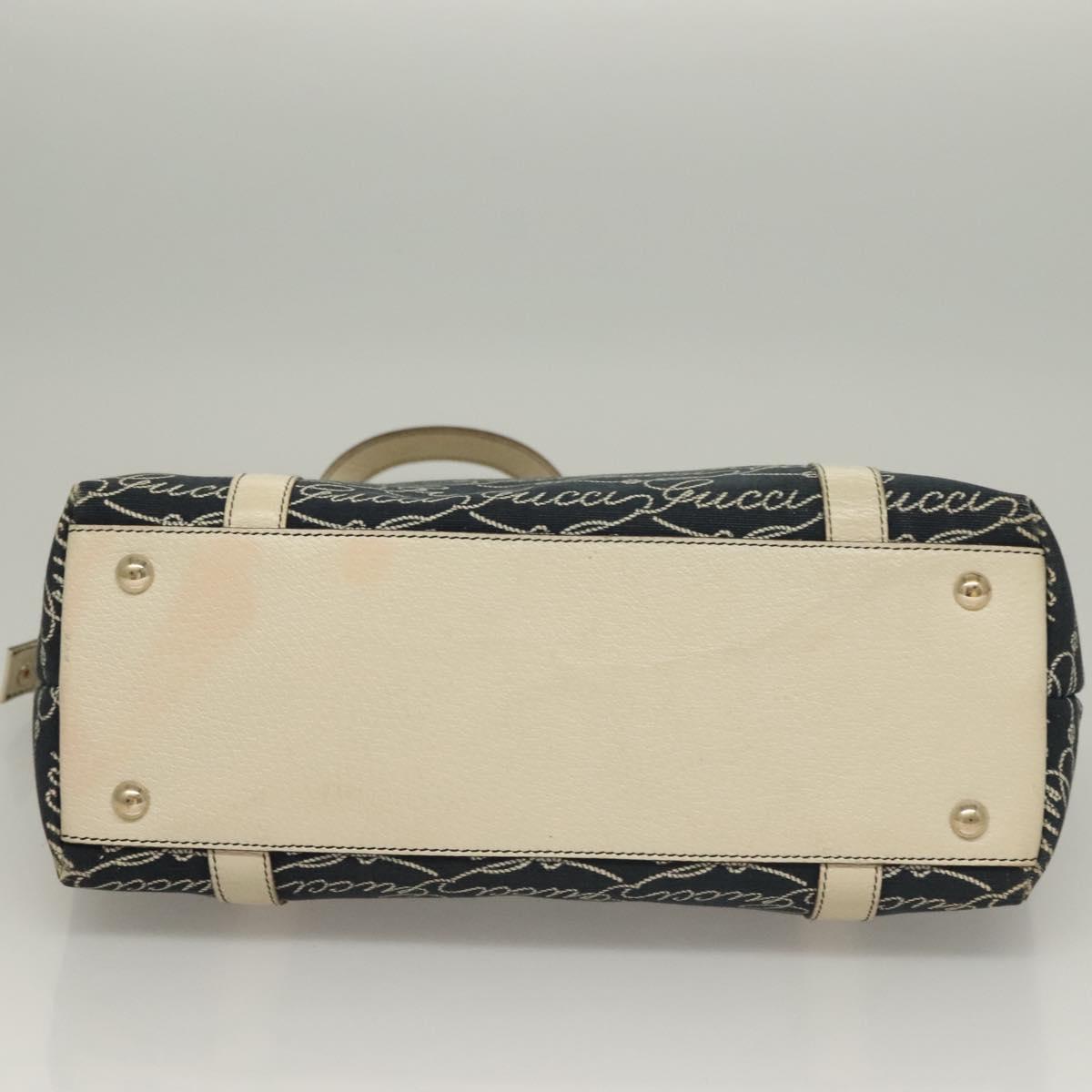 GUCCI Tote Bag Canvas Navy Gold 141470 Auth 133157