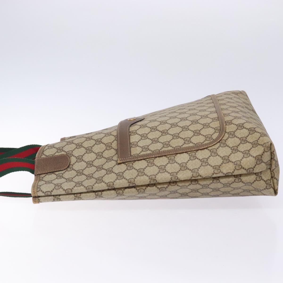 GUCCI GG Supreme Web Sherry Line Tote Bag PVC Beige Red 39 02 003 Auth 133158