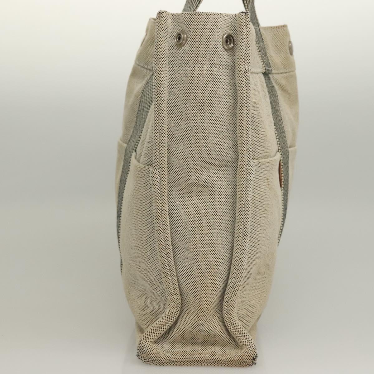 HERMES Fourre Tout MM Hand Bag Canvas Gray Silver Auth 133159