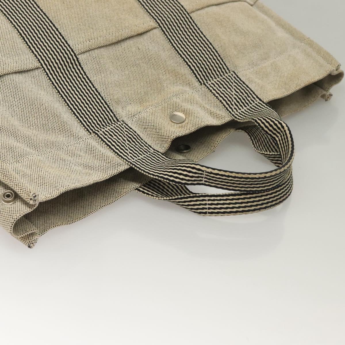 HERMES Fourre Tout MM Hand Bag Canvas Gray Silver Auth 133159