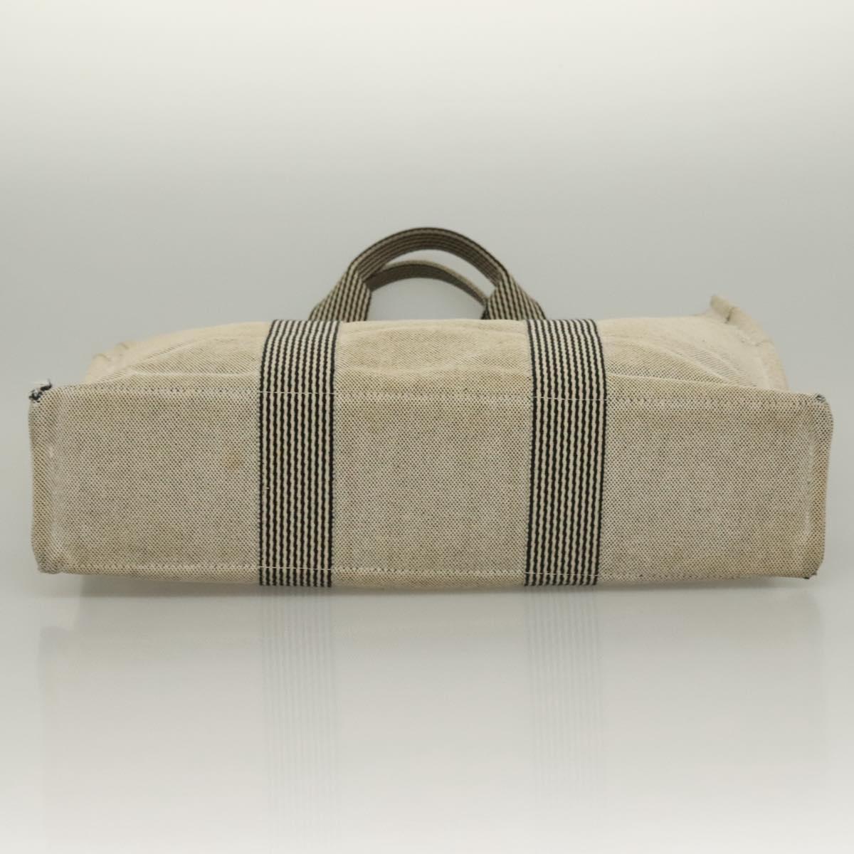HERMES Fourre Tout MM Hand Bag Canvas Gray Silver Auth 133159