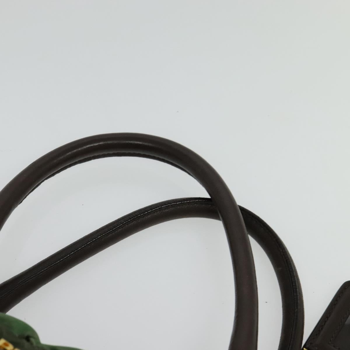 PRADA Hand Bag Nylon 2way Green Gold Auth 133162