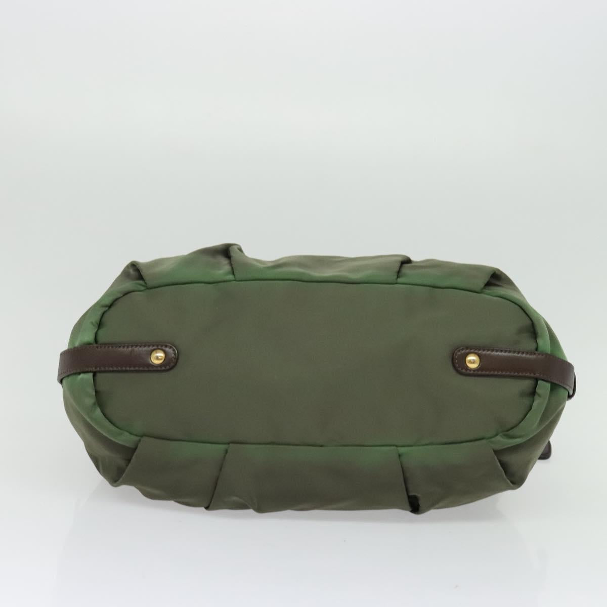 PRADA Hand Bag Nylon 2way Green Gold Auth 133162