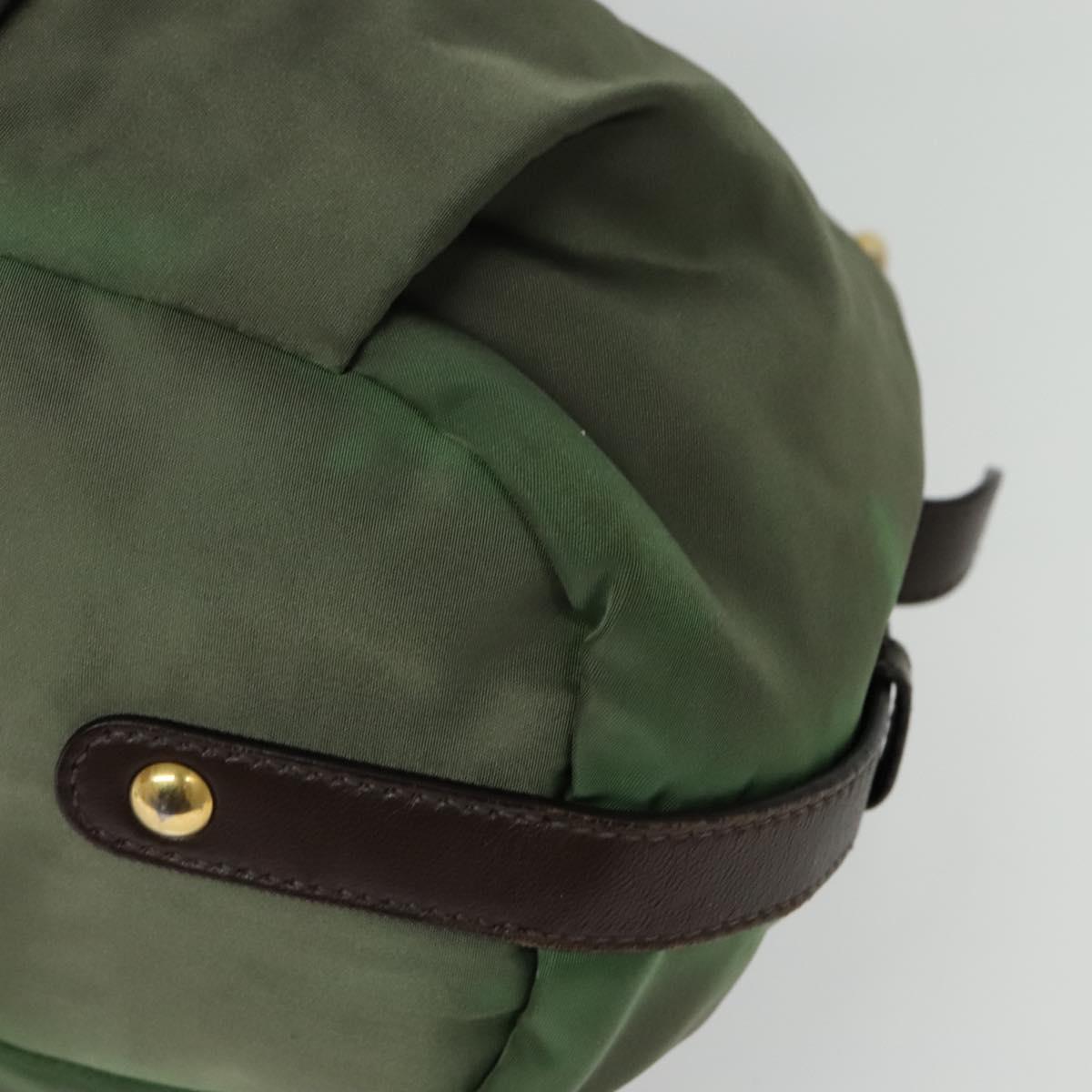 PRADA Hand Bag Nylon 2way Green Gold Auth 133162