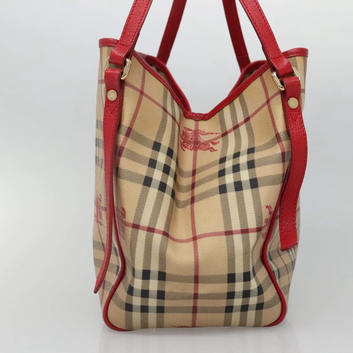 BURBERRY Nova Check Shoulder Bag PVC Beige Gold Auth 133163