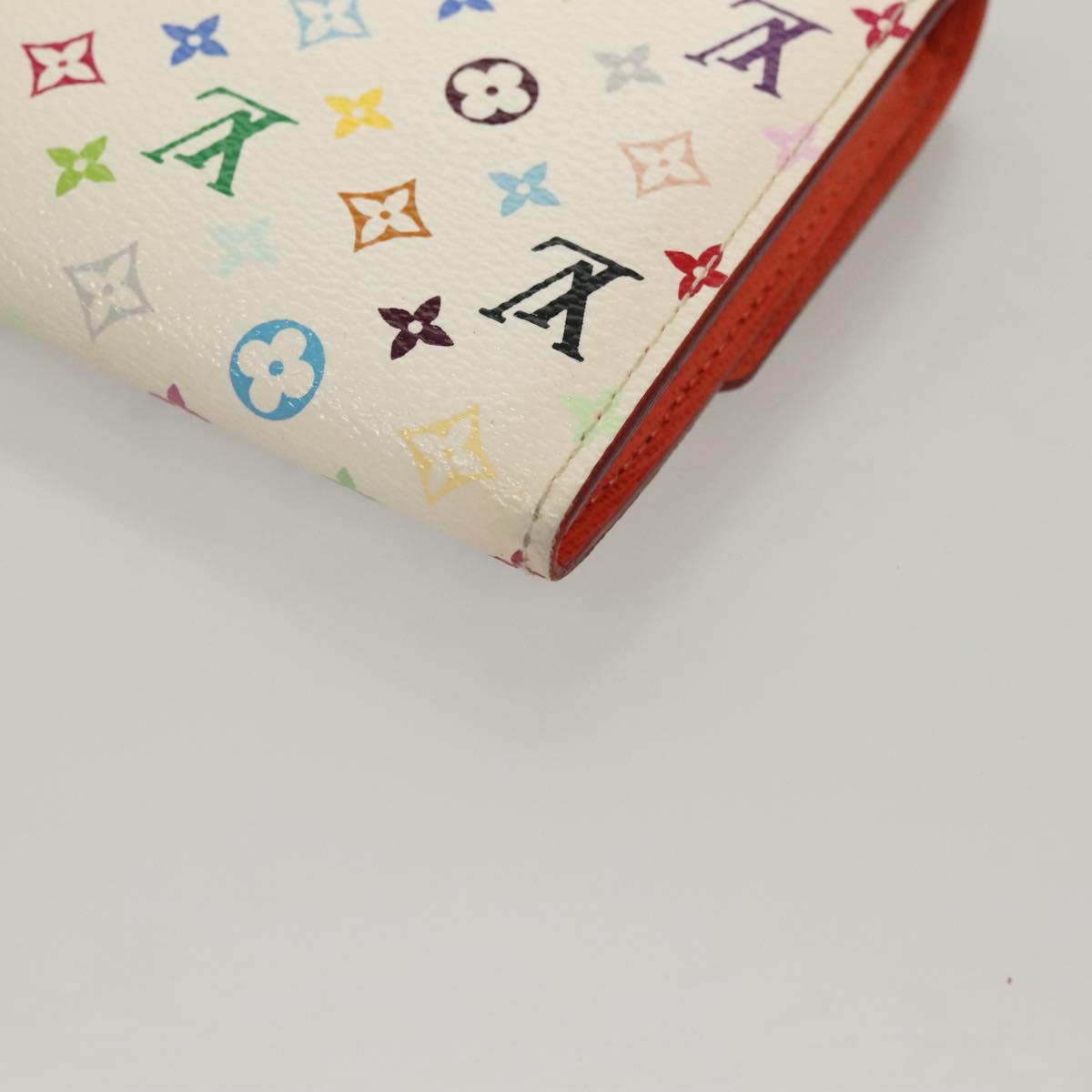 LOUIS VUITTON Multicolor Portefeuille Sarah Wallet White M93532 LV Auth 133177