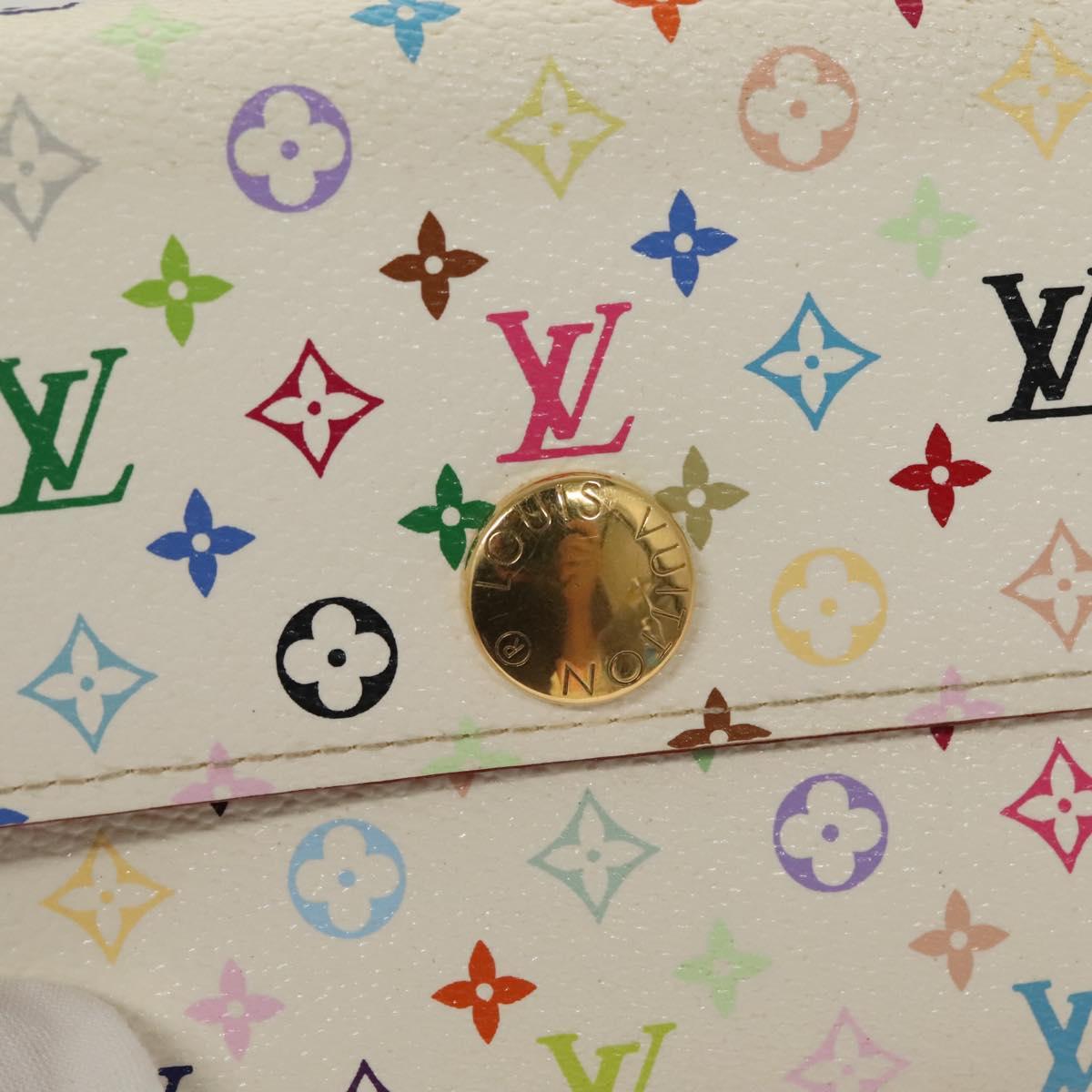 LOUIS VUITTON Multicolor Portefeuille Sarah Wallet White M93532 LV Auth 133177