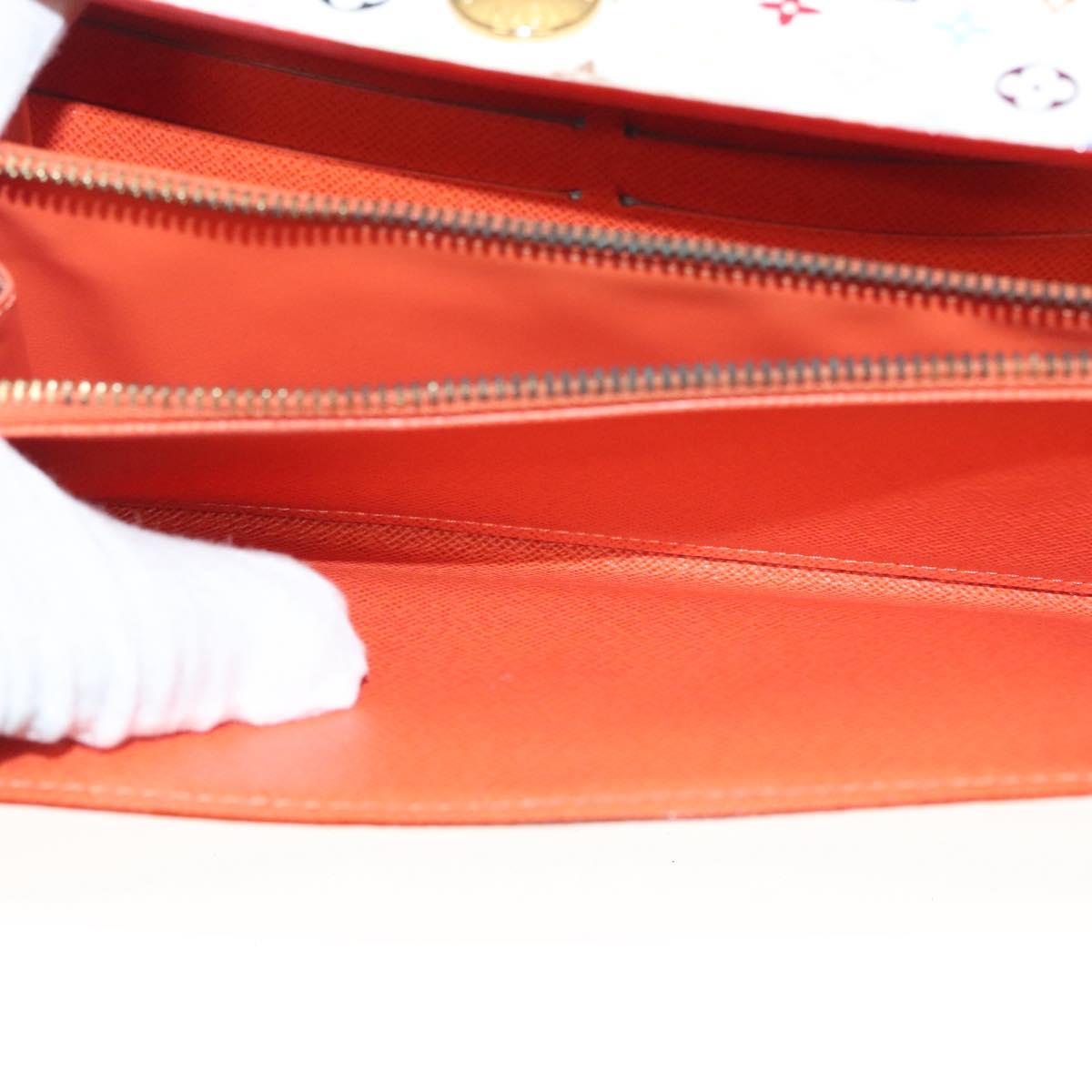 LOUIS VUITTON Multicolor Portefeuille Sarah Wallet White M93532 LV Auth 133177
