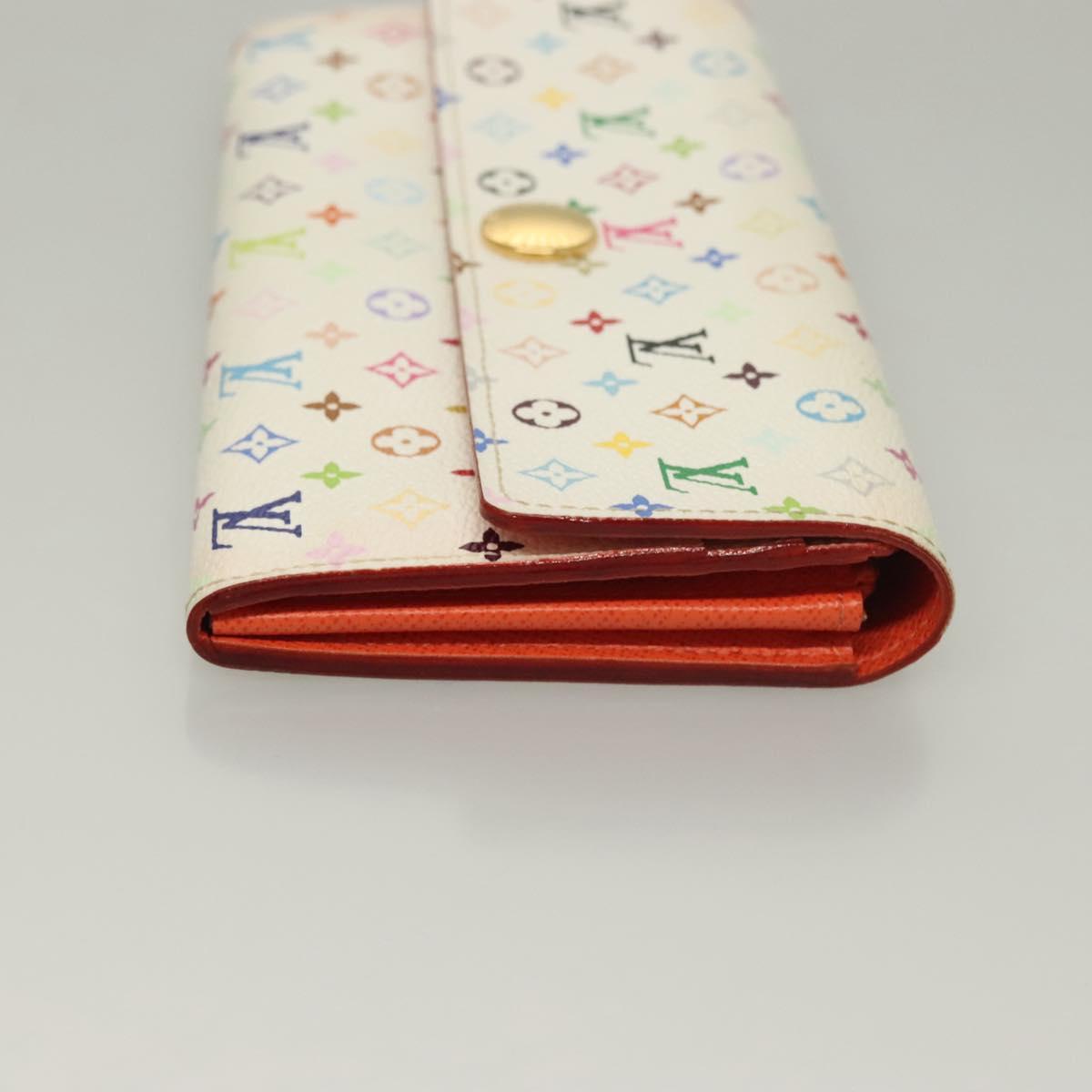 LOUIS VUITTON Multicolor Portefeuille Sarah Wallet White M93532 LV Auth 133177