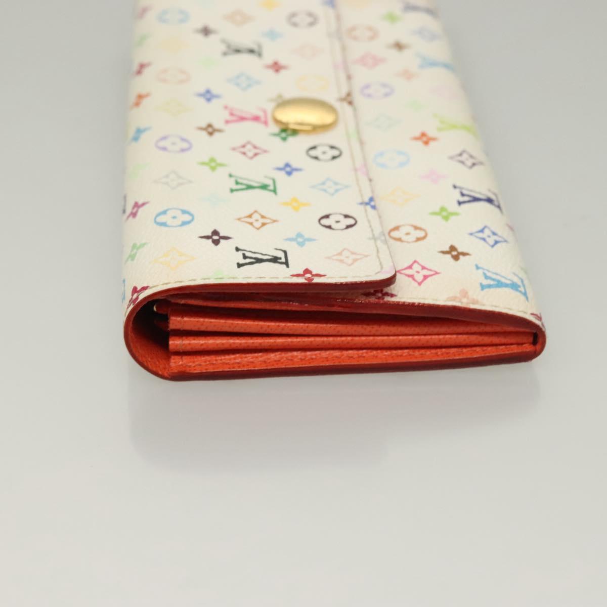 LOUIS VUITTON Multicolor Portefeuille Sarah Wallet White M93532 LV Auth 133177