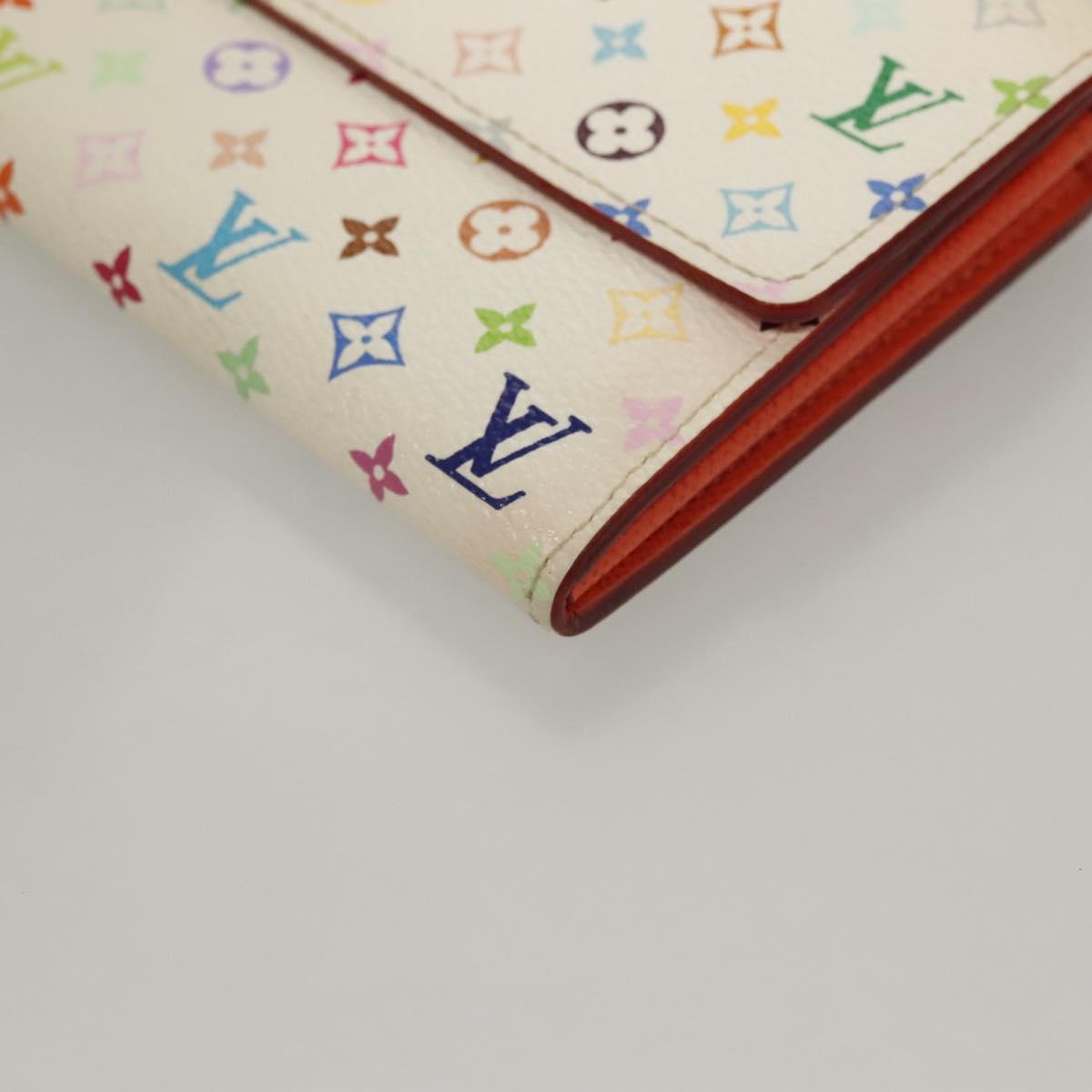 LOUIS VUITTON Multicolor Portefeuille Sarah Wallet White M93532 LV Auth 133177