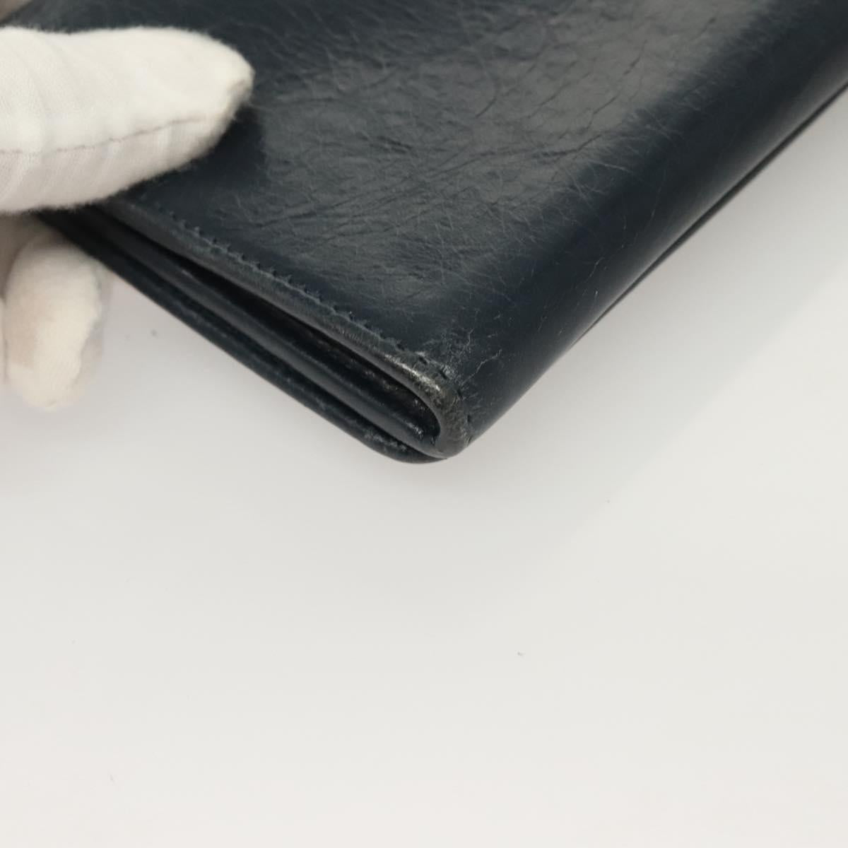 BALENCIAGA Giant Money Long Wallet Leather Navy 233599 Auth 133180
