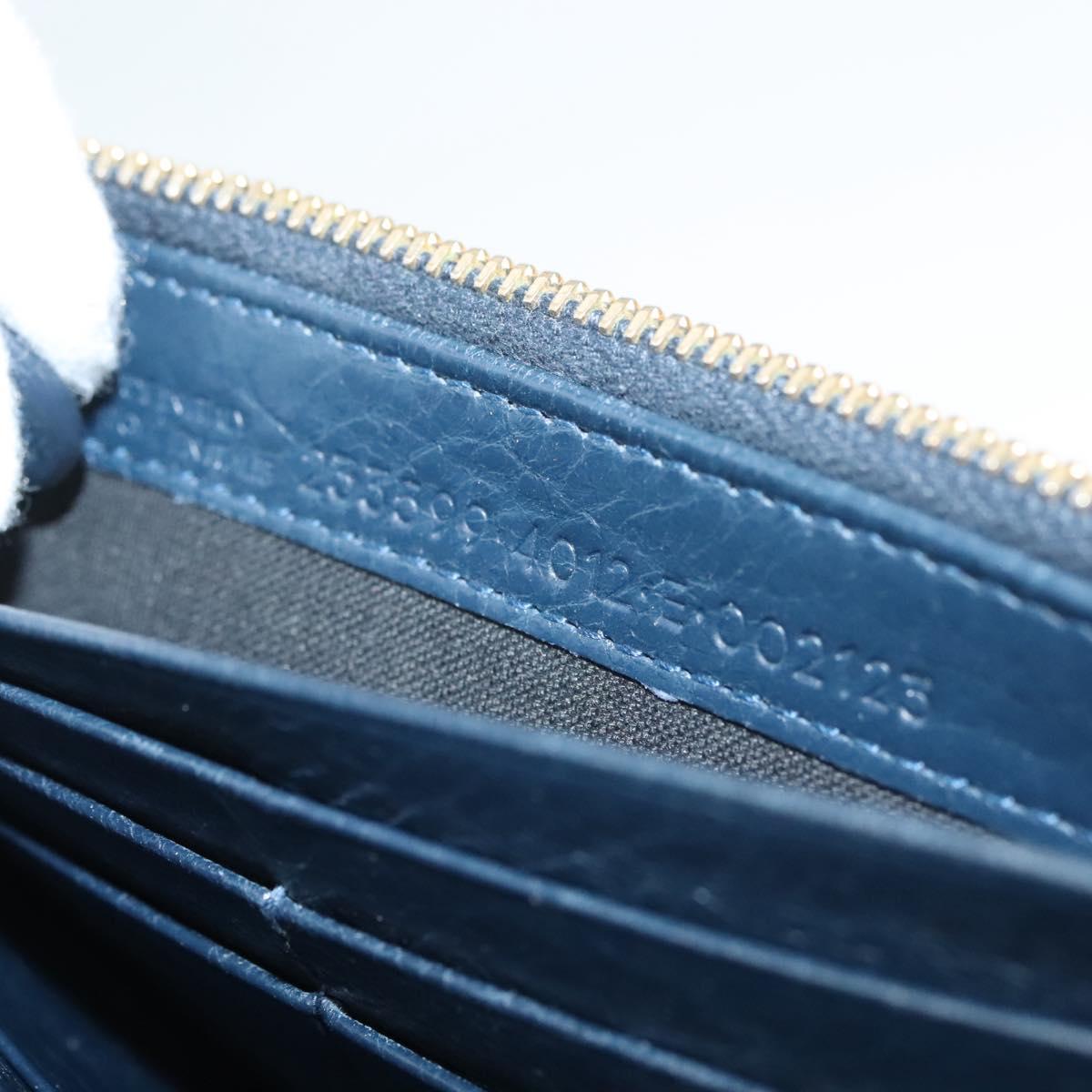 BALENCIAGA Giant Money Long Wallet Leather Navy 233599 Auth 133180