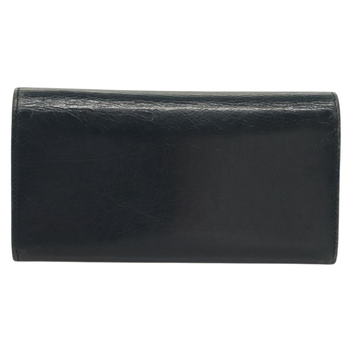 BALENCIAGA Giant Money Long Wallet Leather Navy 233599 Auth 133180