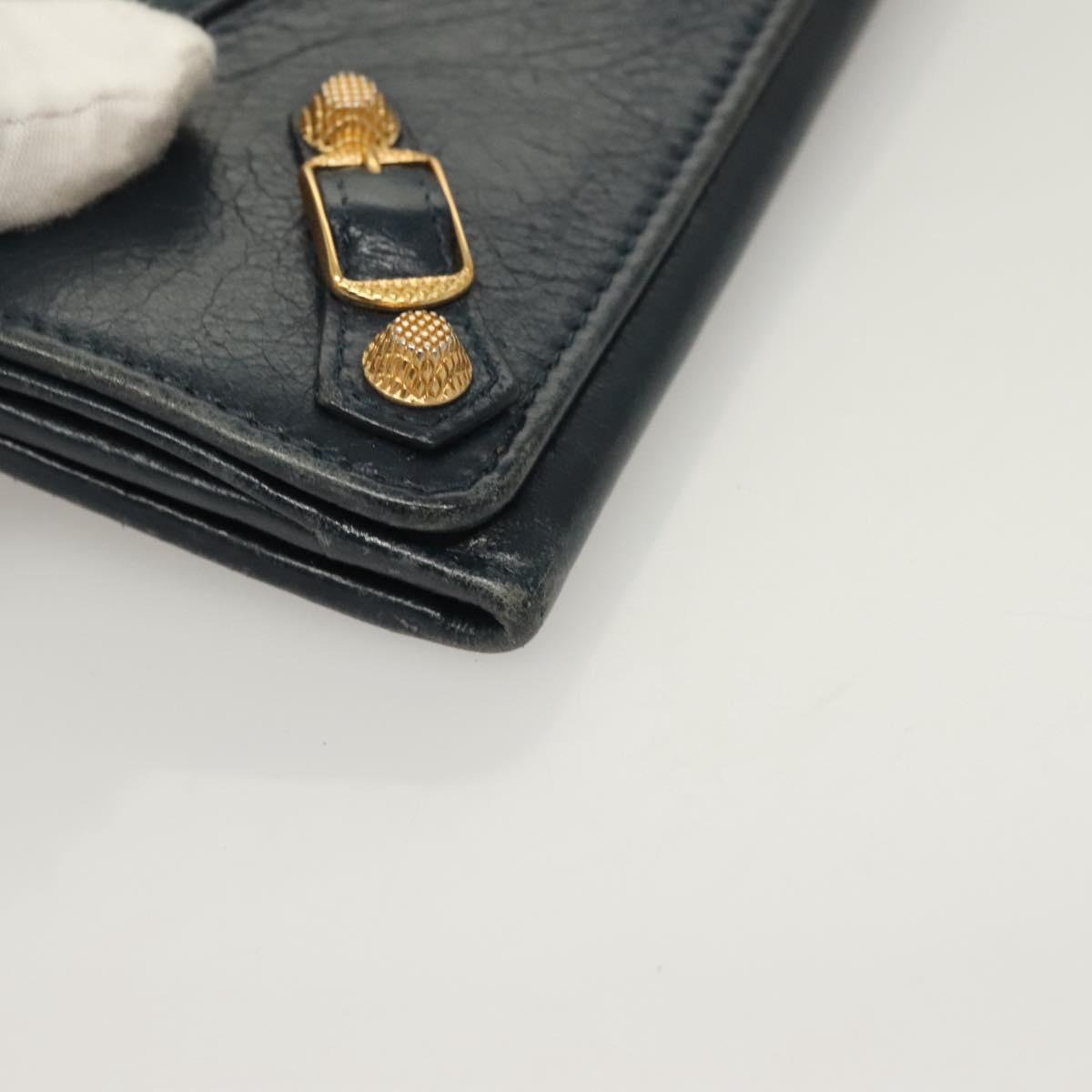 BALENCIAGA Giant Money Long Wallet Leather Navy 233599 Auth 133180