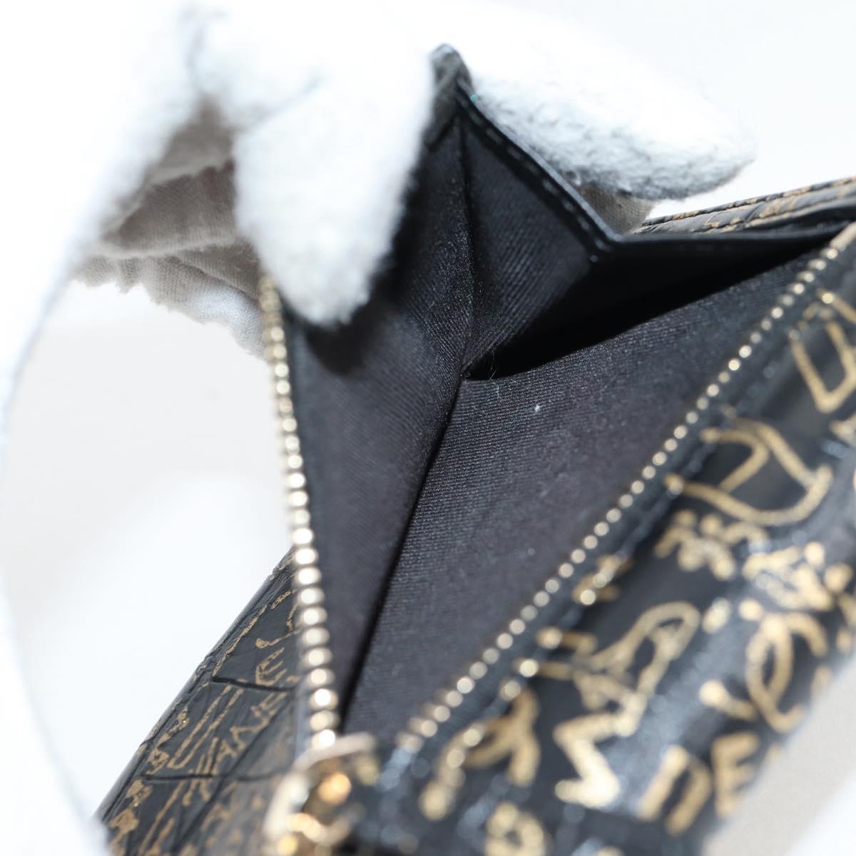 CHANEL Wallet Leather Black Gold CC Auth 133181V