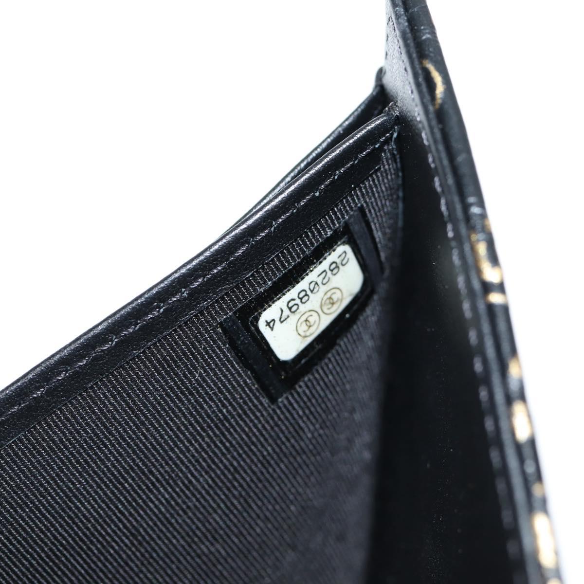 CHANEL Wallet Leather Black Gold CC Auth 133181V