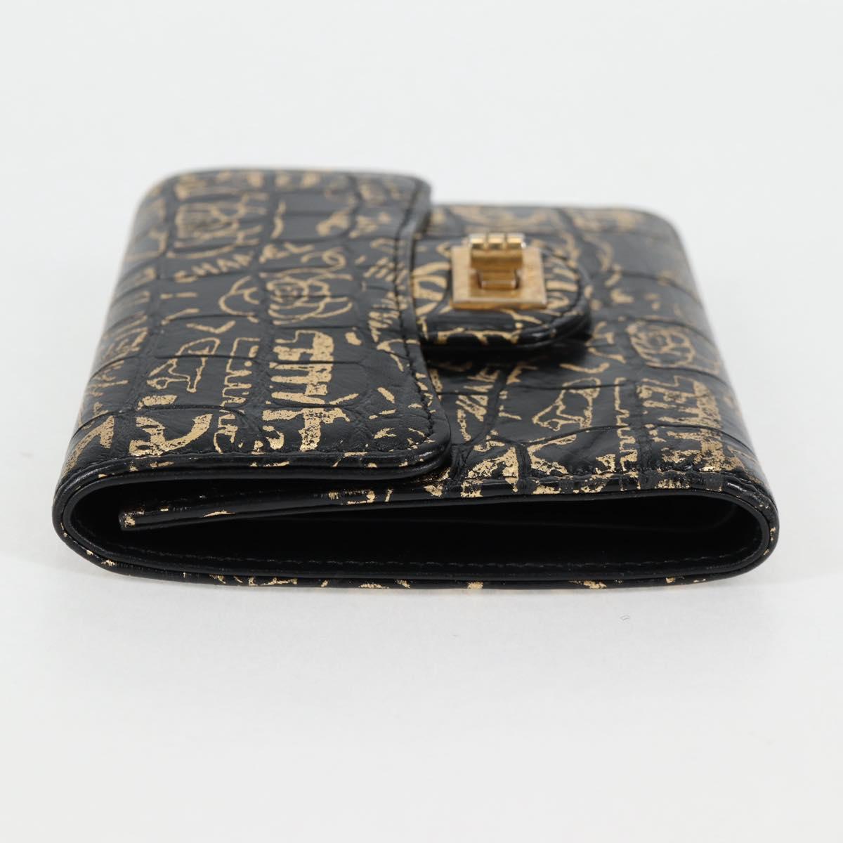 CHANEL Wallet Leather Black Gold CC Auth 133181V