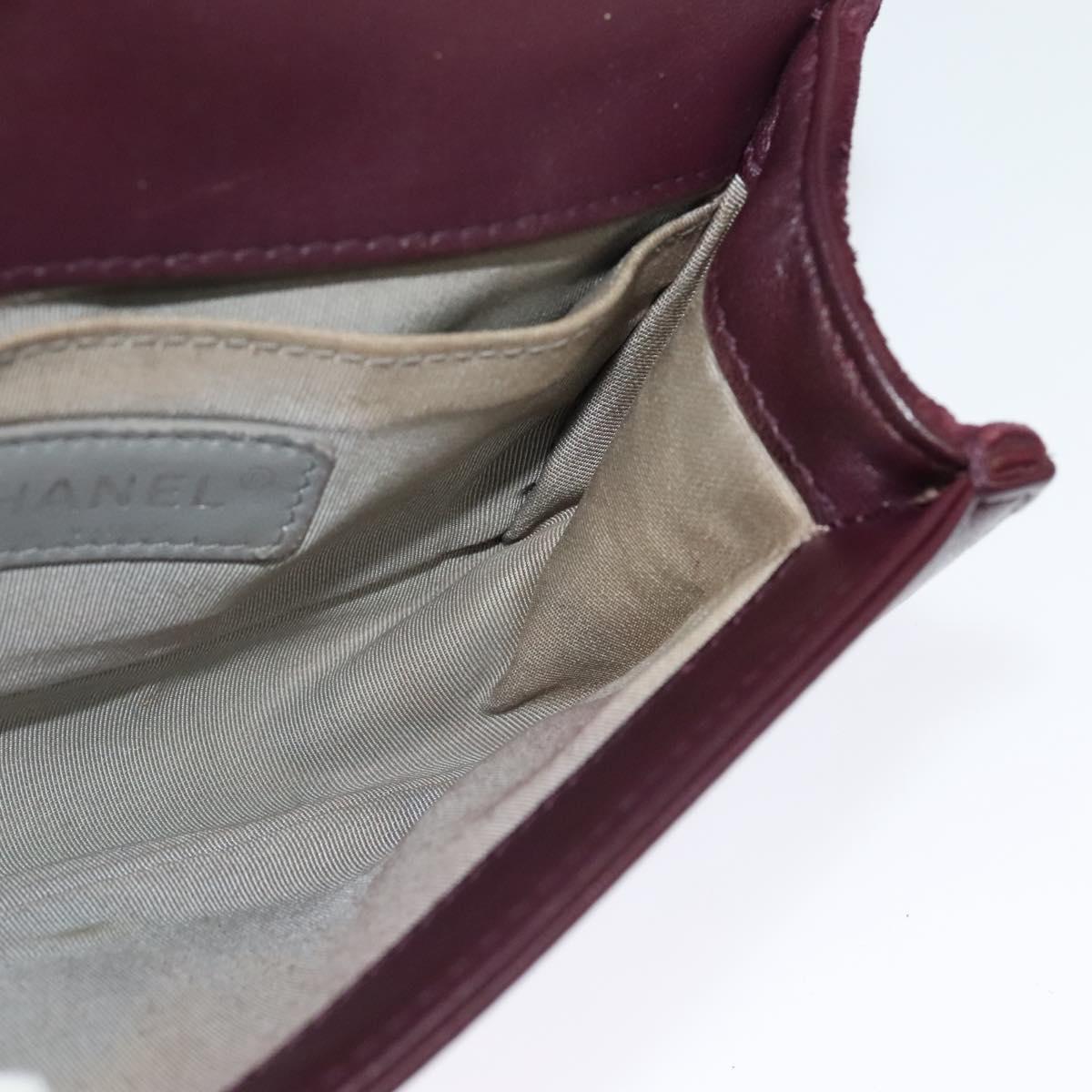 CHANEL Chain Boy Chanel Shoulder Bag Velor Purple CC Auth 133191