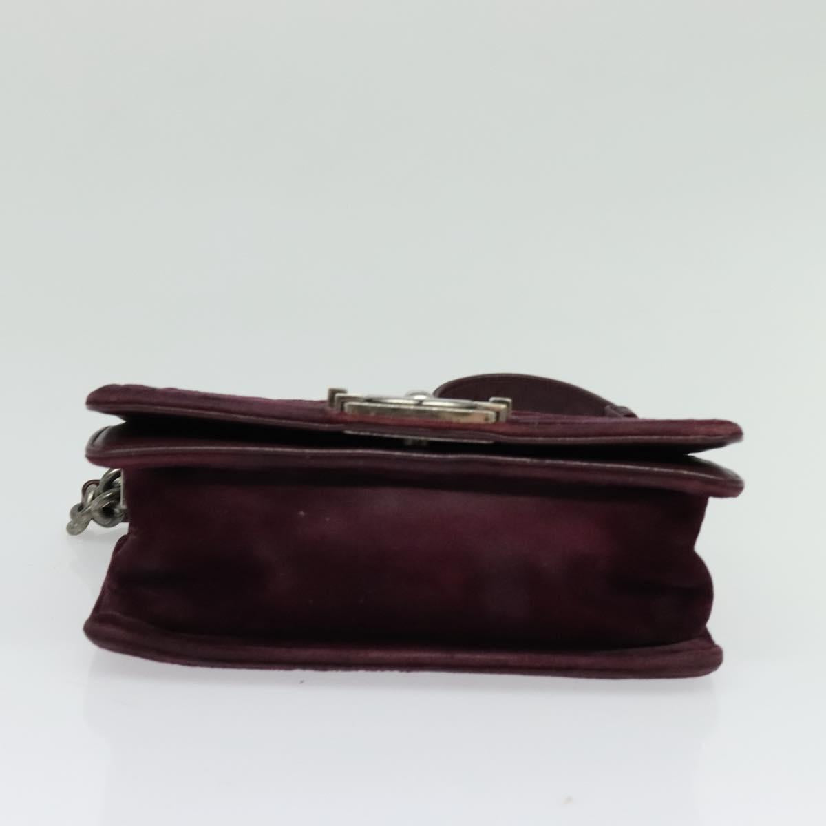 CHANEL Chain Boy Chanel Shoulder Bag Velor Purple CC Auth 133191