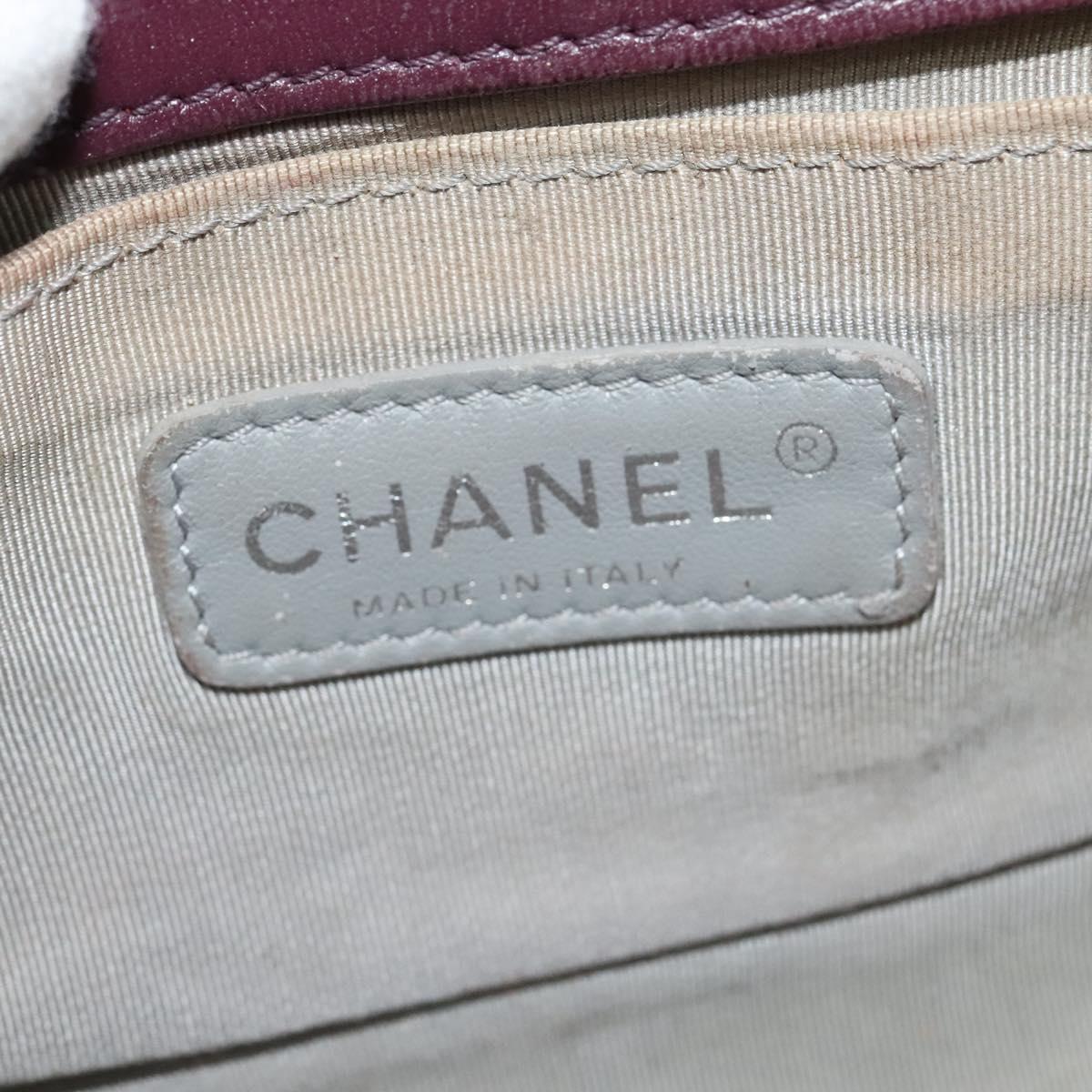 CHANEL Chain Boy Chanel Shoulder Bag Velor Purple CC Auth 133191