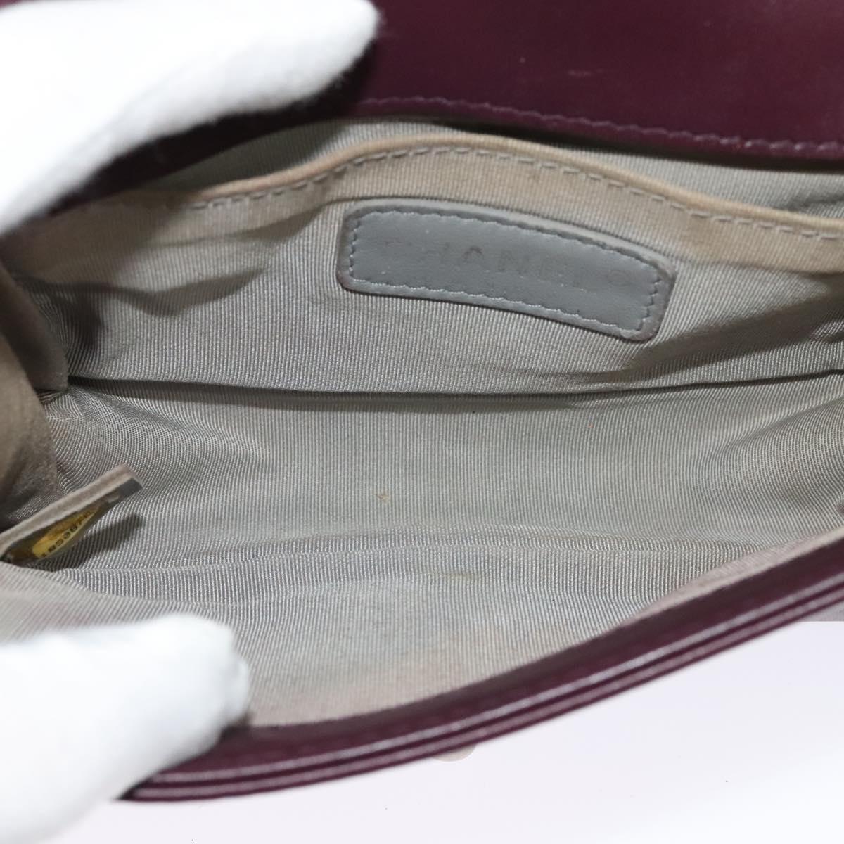 CHANEL Chain Boy Chanel Shoulder Bag Velor Purple CC Auth 133191