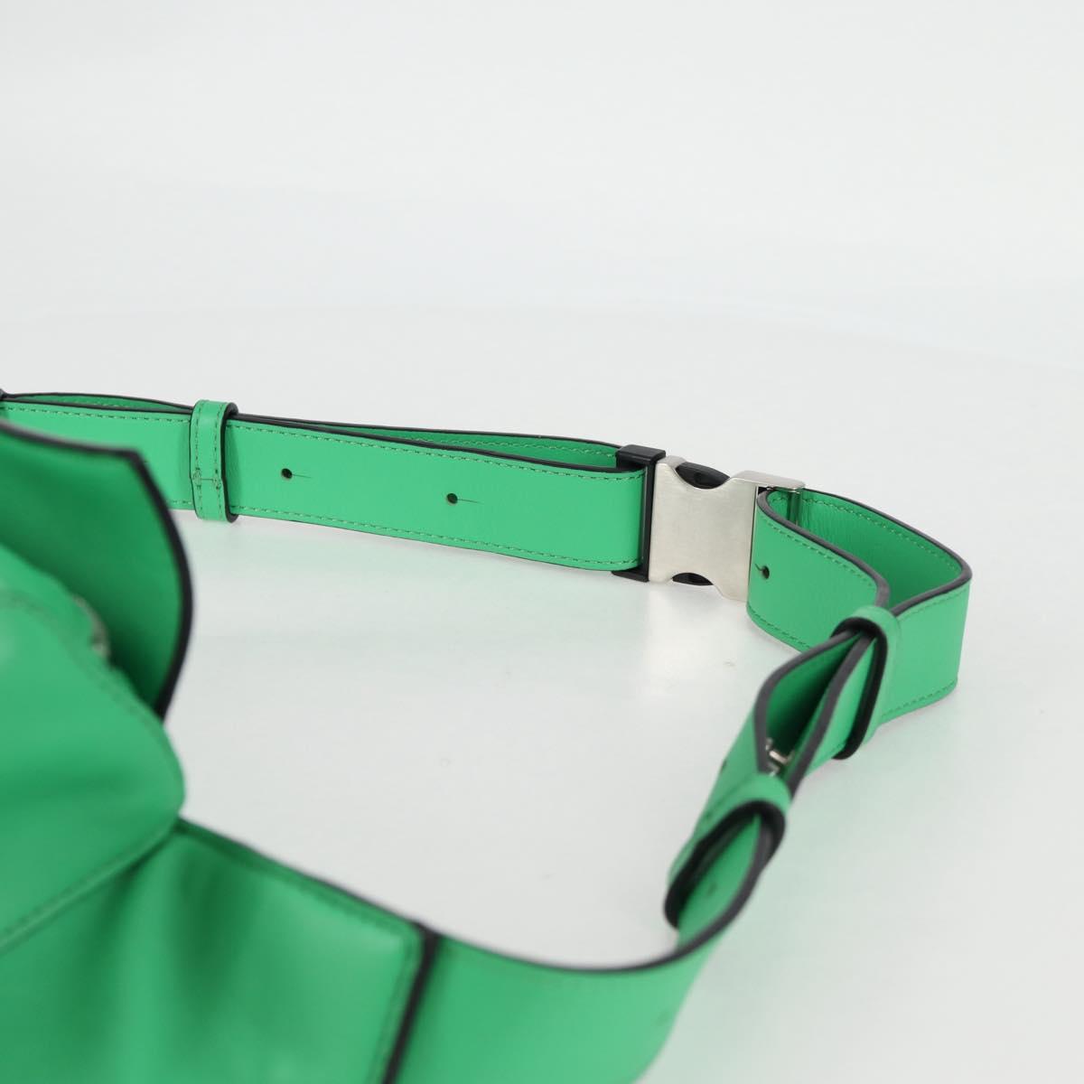 LOEWE Anagram Puzzle Body Bag Leather Green Silver Auth 133192SAM