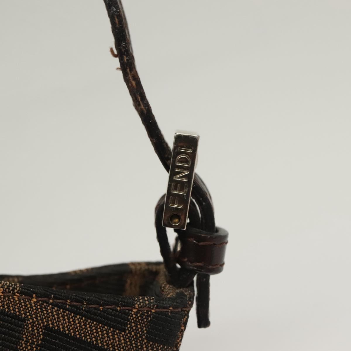 FENDI Zucca Canvas Mini Croissant Hand Bag Black Brown Silver Auth 133195