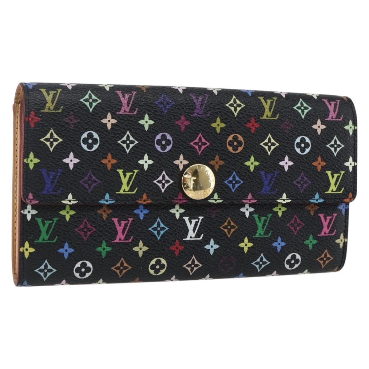 LOUIS VUITTON Multicolor Portefeiulle Sarah Wallet Black M60668 LV Auth 133224V