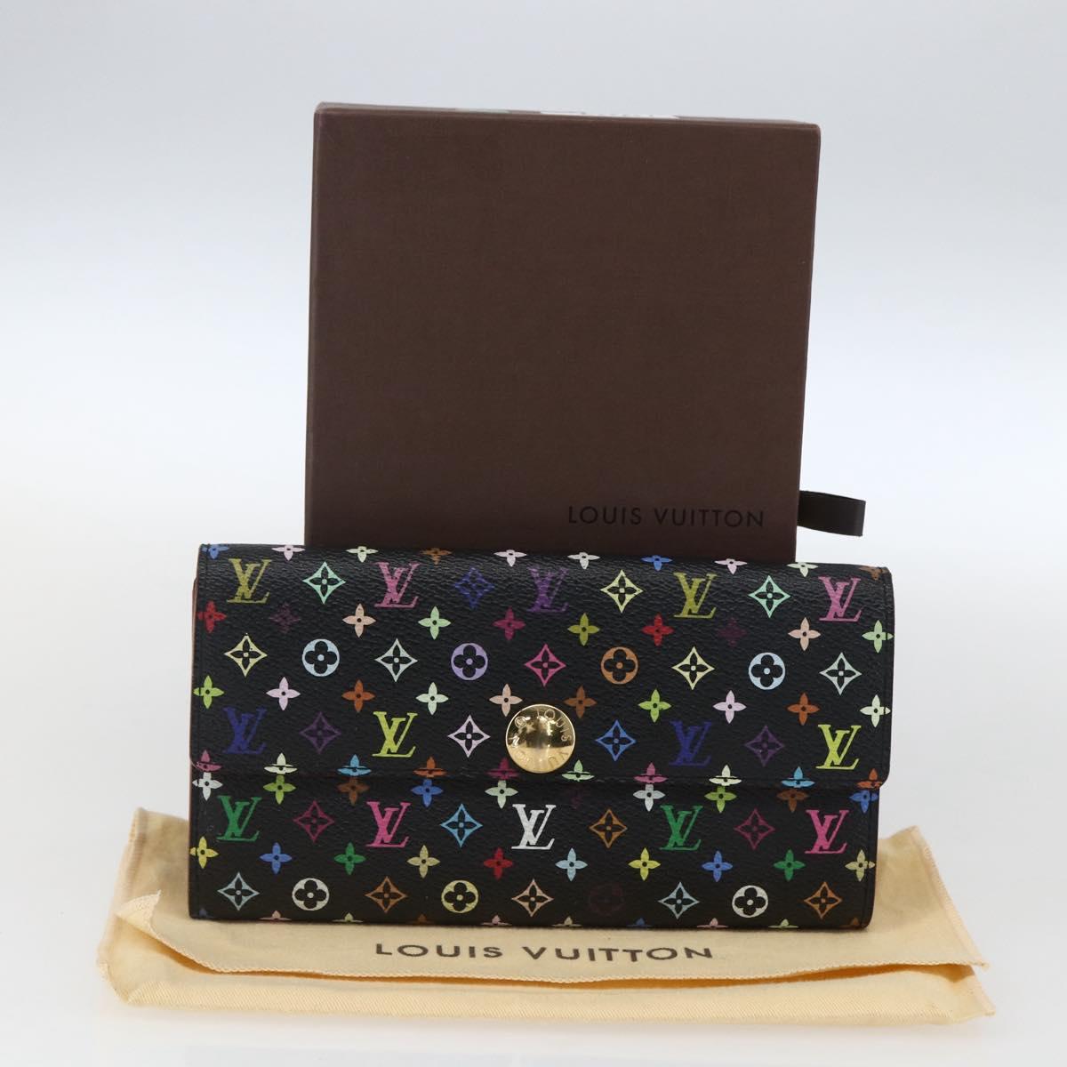 LOUIS VUITTON Multicolor Portefeiulle Sarah Wallet Black M60668 LV Auth 133224V