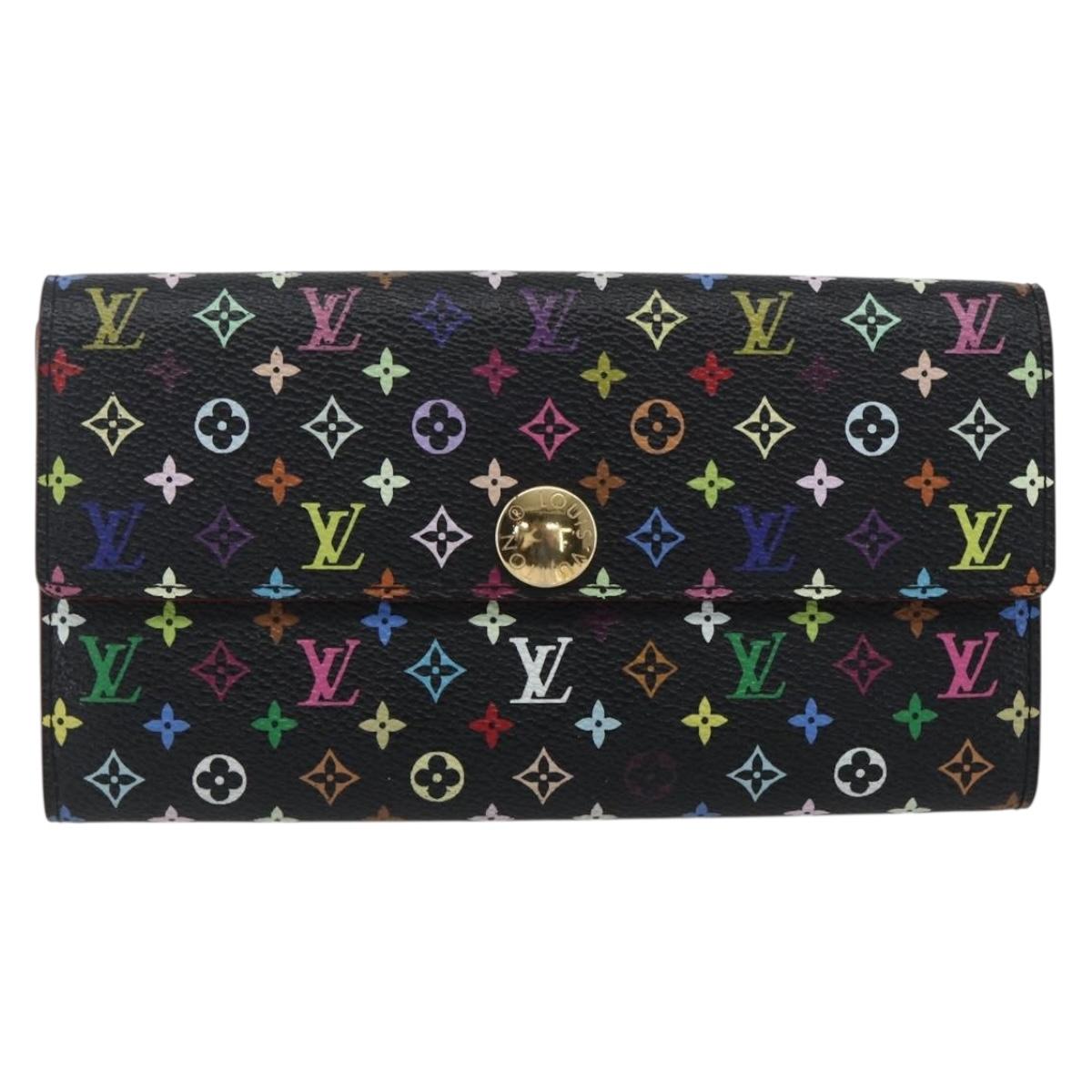 LOUIS VUITTON Multicolor Portefeiulle Sarah Wallet Black M60668 LV Auth 133224V