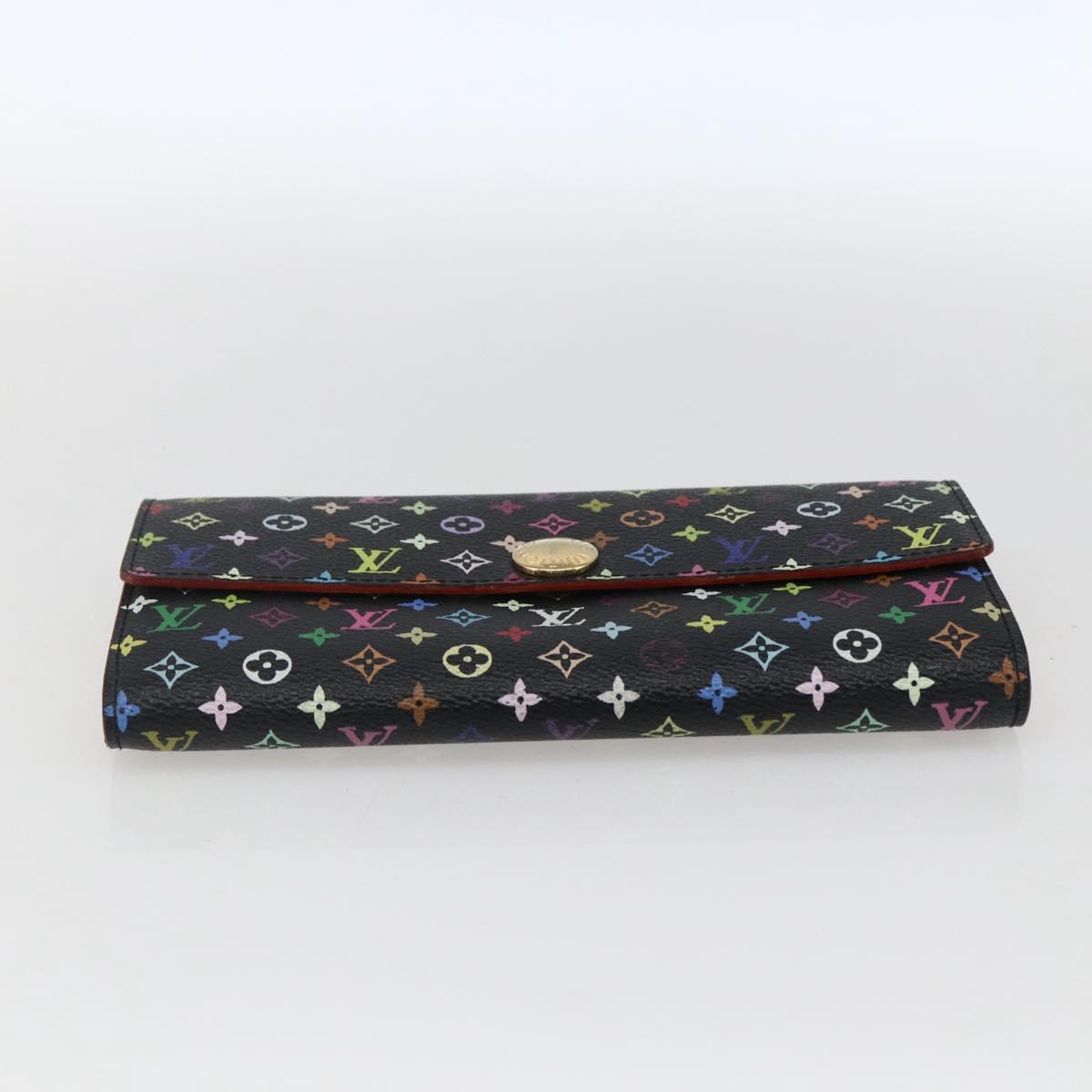 LOUIS VUITTON Multicolor Portefeiulle Sarah Wallet Black M60668 LV Auth 133224V