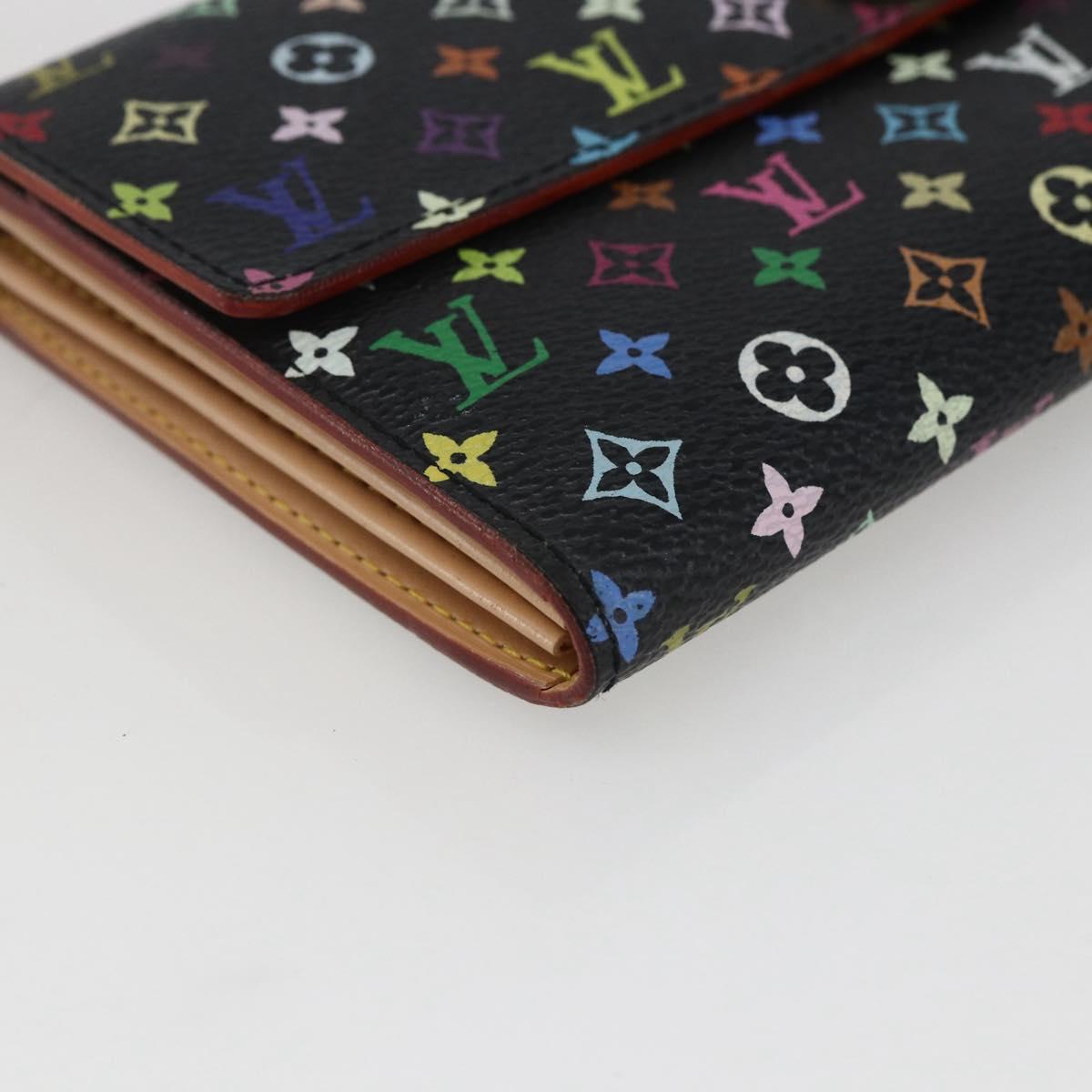LOUIS VUITTON Multicolor Portefeiulle Sarah Wallet Black M60668 LV Auth 133224V