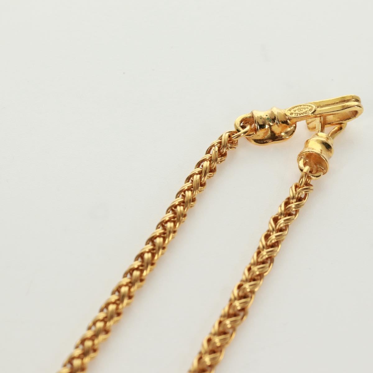 CHANEL Loupe Necklace metal Gold CC Auth 133226V
