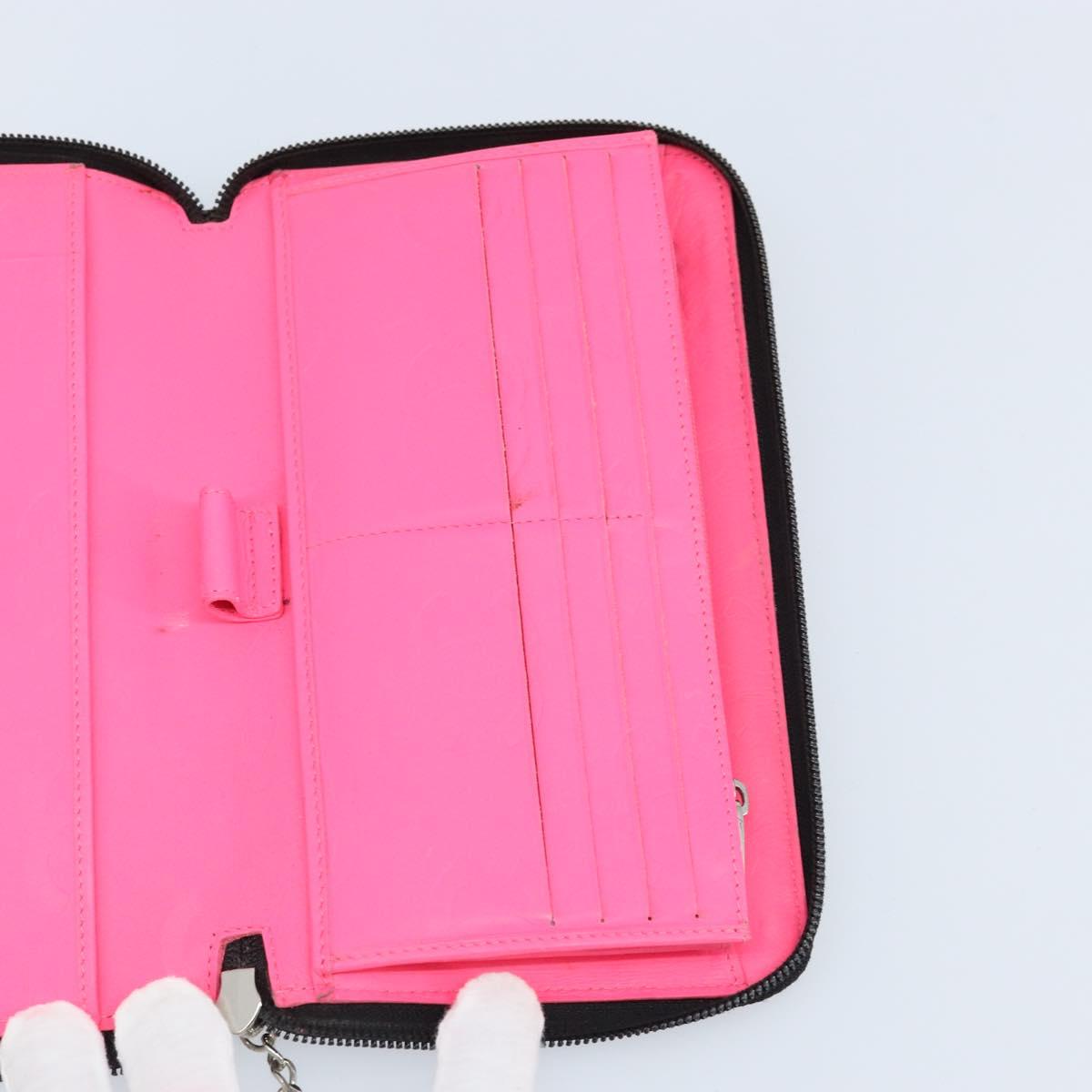 CHANEL Cambon Line Organizer Long Wallet Leather Black Silver CC Auth 133227