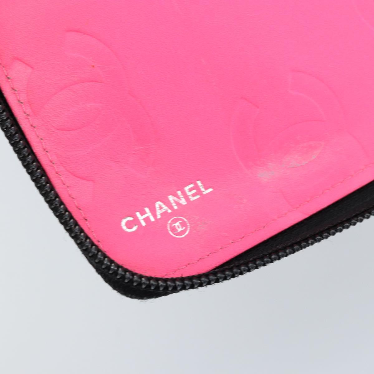 CHANEL Cambon Line Organizer Long Wallet Leather Black Silver CC Auth 133227