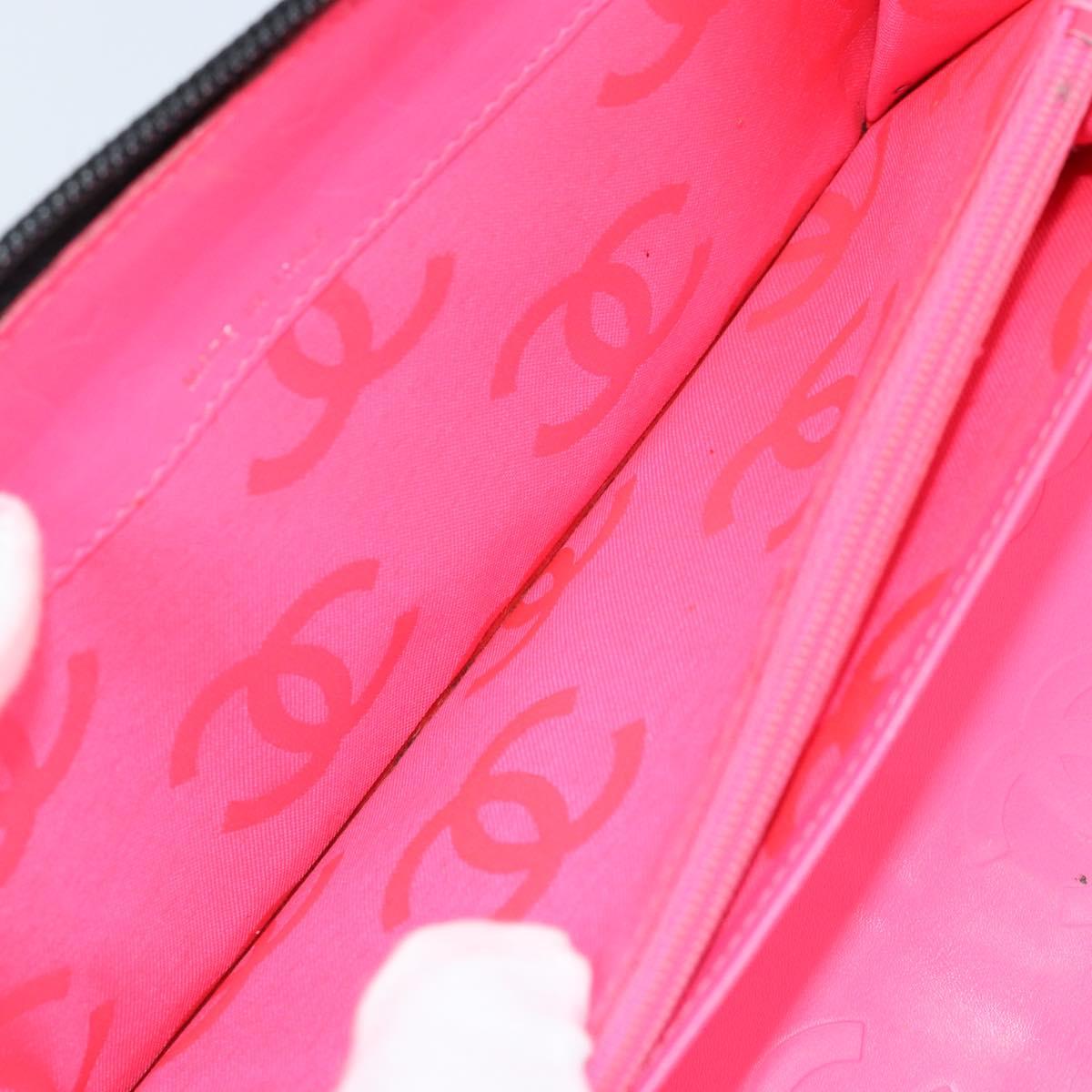 CHANEL Cambon Line Organizer Long Wallet Leather Black Silver CC Auth 133227