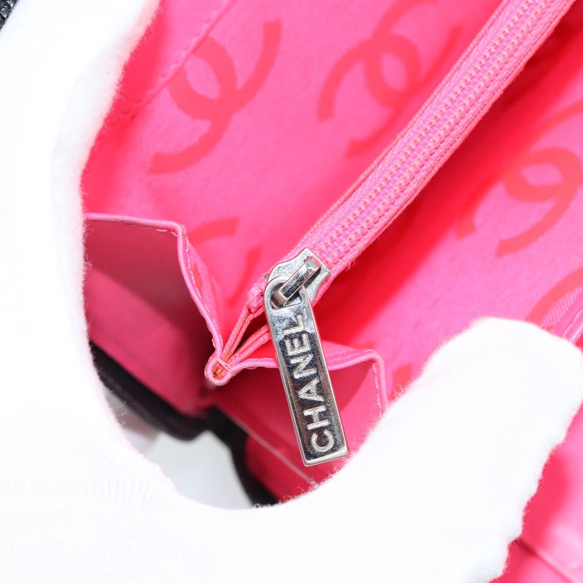 CHANEL Cambon Line Organizer Long Wallet Leather Black Silver CC Auth 133227