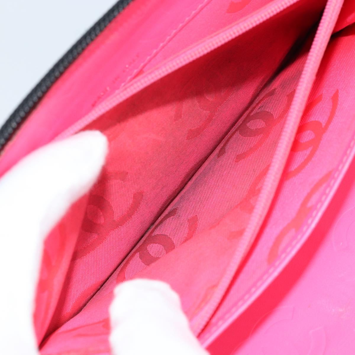 CHANEL Cambon Line Organizer Long Wallet Leather Black Silver CC Auth 133227